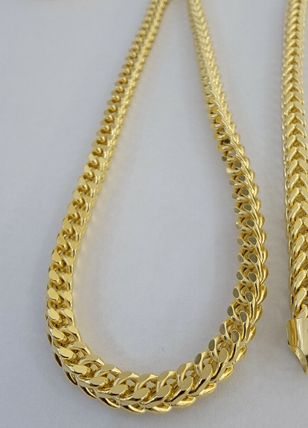 Real 14k Gold Necklace Franco Chain 4mm 22 Inch Diamond Cut Mens 14k Yellow Gold - GoldenlinQ